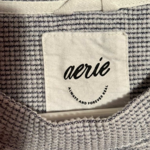 Aerie grey waffle knit crewneck sweatshirt - Picture 3 of 5